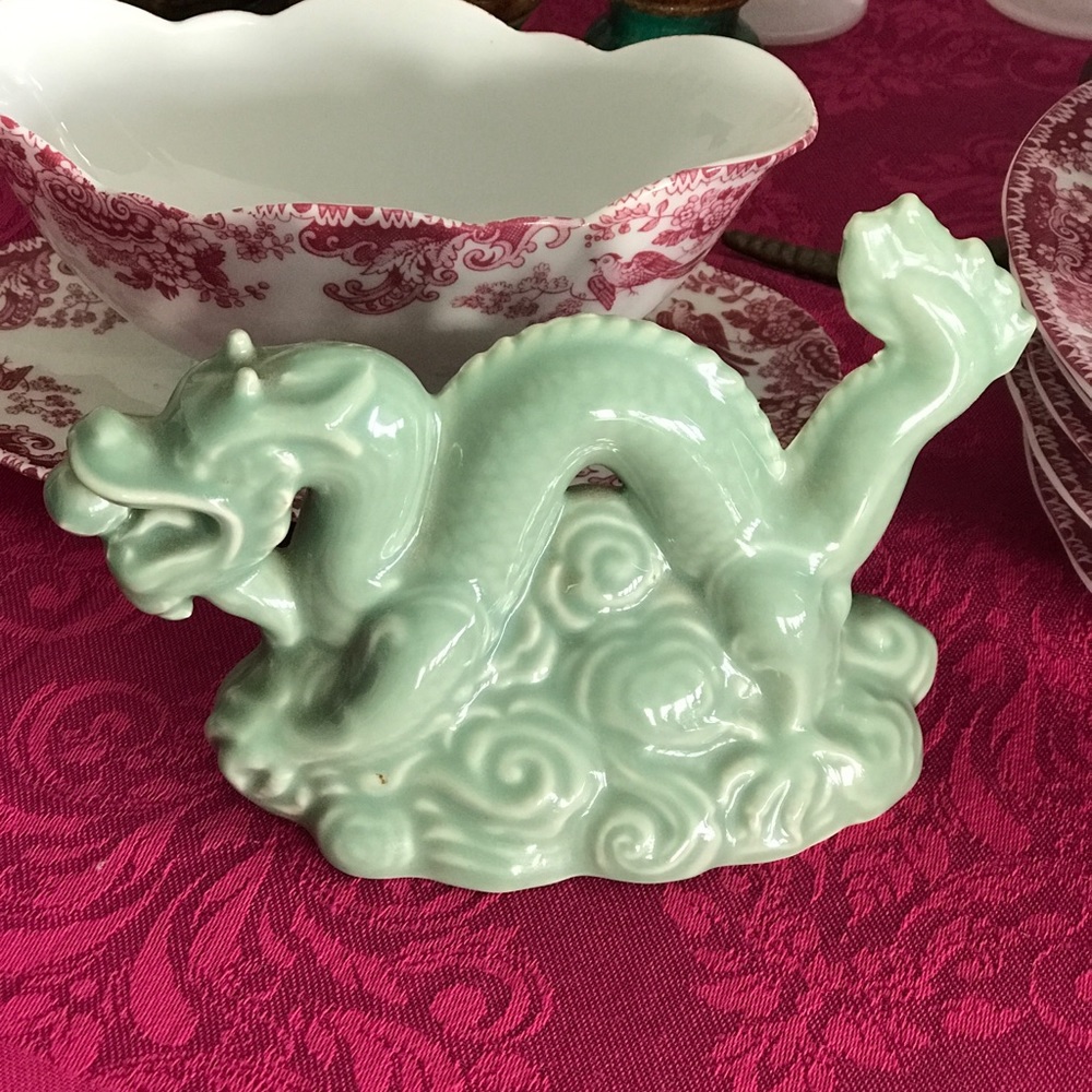 Celadon green vintage dragon figurine